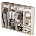 Organized Walk-in Closet with Hanging Clothes Folded Clothes Shoes Bags Storage Boxes and Shelves