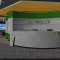 Modern Public Office Space With Open Layout Green Chairs White Desks Computers And Hanging Lights