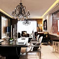 Elegant Modern Dining Living Room Interior With Chandelier Dining Table Sofa And Window