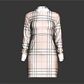 Classic Plaid Pattern Dress With Long Sleeves And White Collar Design