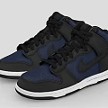 High Top Navy Blue And Black Nike Sneakers With White Sole Design