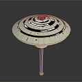 Disc Shaped Circular Structure With Central Pillar And Concentric Rings