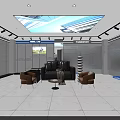 Modern Clothing Store Interior With White Tiled Floor Display Racks And Seating Area