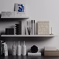 Decorative Ornament Set With Books Glass Bottles Sculpture Cylindrical Ornaments And Boxes