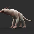 3D Rendered Mythical Dinosaur With Horned Head And Pink Green Skin