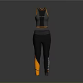 Modern Black And Orange Activewear Set Featuring Tank Top And Leggings Design
