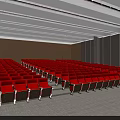 Large Conference Hall Interior With Red Seats Front Stage And Digital Screen 3d model