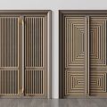 New Chinese style double door double door combination 3d model