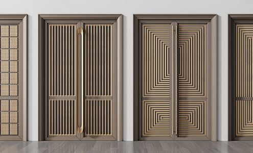 New Chinese style double door double door combination 3d model