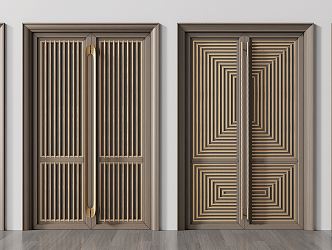 New Chinese style double door double door combination 3d model