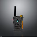Futuristic Tech Weapon With Antenna Blue Glowing Circular Part And Orange Buttons