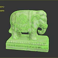 Carved Marble Elephant Sculpture With Decorative Back Design And Intricate Base Patterns