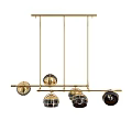Elegant Modern Kitchen Chandelier With Gold Metal Structure And Glass Shade Design