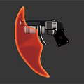 Black Modern Pistol With Orange Curved Neon Light Effect And Dark Background Reflection