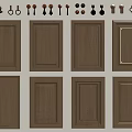 Kitchen Cabinet Door Components With Dark Brown Wooden Designs And Metal Handles