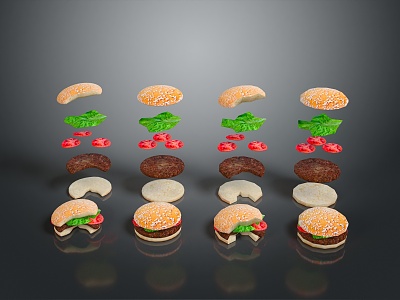 lunch sandwich hamburger western lunch western cartoon lunch 3d model