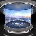 Modern Commercial Display Equipment With Circular Transparent Screen And City Model Lighting