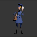 Game and Movie Character Postman in Blue Uniform Holding Letter and Brown Bag 3D Design