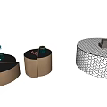 Modern Circular Coffee Tables Featuring Decorative Plants Honeycomb Texture And Storage Compartments