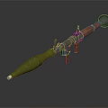 Military Rocket Launcher With Green Warhead Orange Grip And Black Metal Parts