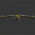Yellow And Silver 3D Airplane Model With Twin Propellers And Detailed Wing Structure