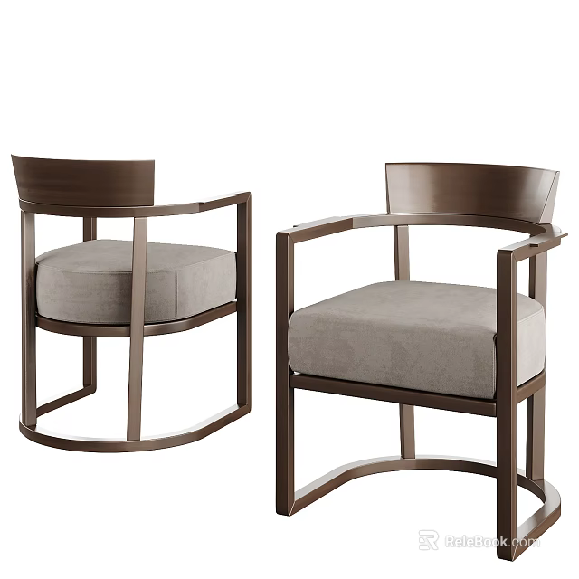 Modern Armchairs with Metal Frame Light Gray Upholstered Seats and Elegant Design 3d model 