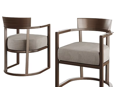 Modern Armchairs with Metal Frame Light Gray Upholstered Seats and Elegant Design 3d model
