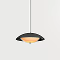 Modern Black Shade Pendant Light With Yellow Light Source Hanging On Gray Background 3d model