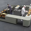 Modern Bakery Workspace With Spacious Island And Fresh Bread Display For Chefs
