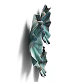 Set of Three Teal Lotus Shaped Wall Decor with Glossy Iridescent Finish