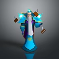 Mystical Blue Robed Wizard Character With Hat Glowing Orbs And Floating Books