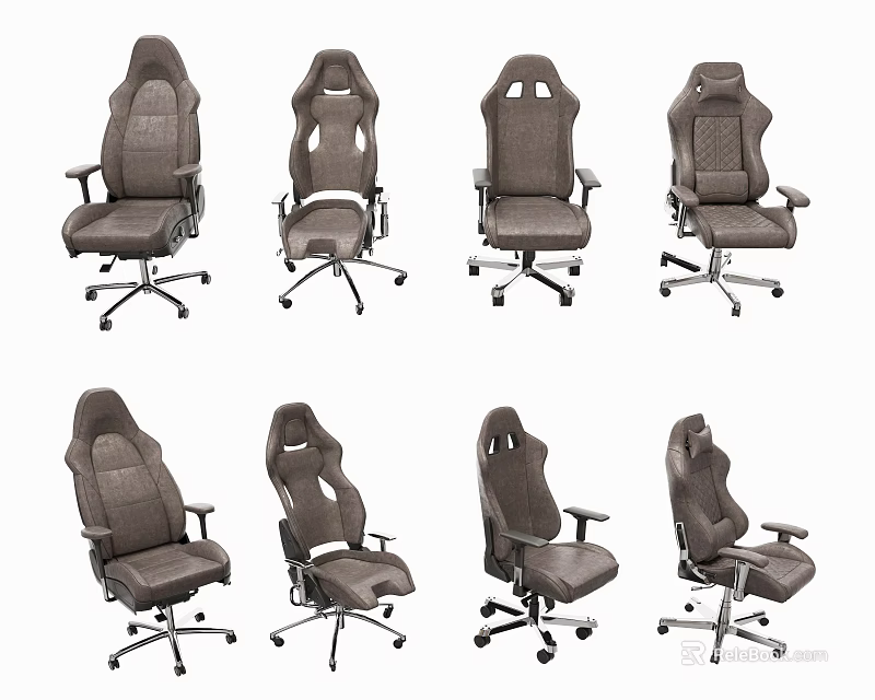 Various Styles Of Ergonomic Office Chairs With Swivel Base And Adjustable Features 3d model 