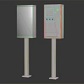 Commercial Self Service Equipment Terminals With Colorful Display Screen Control Panel Mounted On Blue Poles