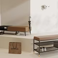 Black And Brown Storage Benches In Modern Entryway With Coat Rack Umbrella Shopping Bag