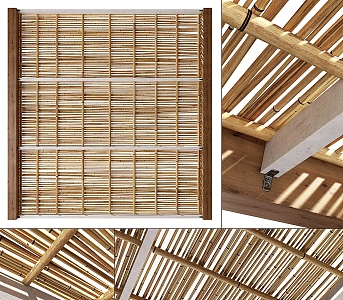 Modern ceiling bamboo ceiling bamboo pole decoration crane 3d model