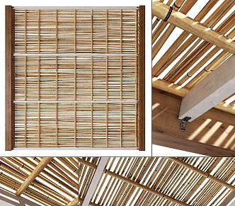 Modern ceiling bamboo ceiling bamboo pole decoration crane 3d model