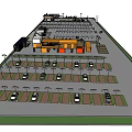 Well Organized Parking Lot With Multiple Spaces Parked Cars And Lighting Poles