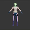 Futuristic 3D Weapon Model Featuring White And Teal Humanoid Combat Armor Design