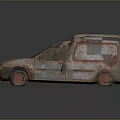 Rusty Old Van with Weathered Red Exterior and Worn Body Details