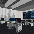 modern monitoring room command and control center 3d model