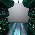 Futuristic Sci Fi Lab Facility With Glowing Green Chambers And Metallic Corridor