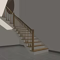 Modern Minimalist Staircase With Wooden Handrail And White Steps Indoor Home Interior Design