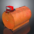 Household Orange Rusty Cylindrical Storage Tank With Red Control Device On Top 3d model