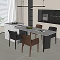 Elegant Modern Dining Table Set With Four Chairs Marble Top In Open Kitchen Interior
