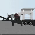 Mobile Crushing Function Vehicle With Large Device White Upper Structure Black Chassis And Tires 3d model