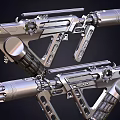 Futuristic Green And Black HELIX Weapon With Scope Magazine And Display Screen