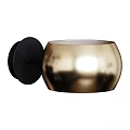 Modern Golden Wall Lamp With Black Mount And Shiny Metallic Spherical Design