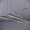 Modern Hanging Chandelier With Geometric Lines And LED Strip Lights For Contemporary Interior Space