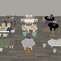 Children's Tables and Chairs Game Tables and Chairs Kindergarten Tables and Chairs Learning Tables and Chairs Building Blocks Tables and Chairs 3d model