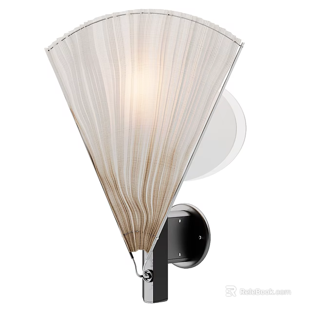 Modern Wall Lamp With Pleated Fabric Shade And Chrome Base Design 3d model